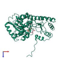 PDB entry 1asd coloured by chain, top view.