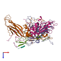 PDB entry 1asj coloured by chain, top view.