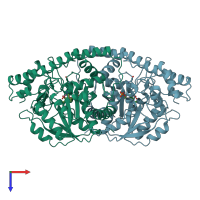 PDB entry 1asm coloured by chain, top view.