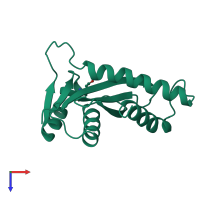 PDB entry 1asv coloured by chain, top view.
