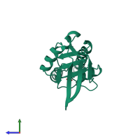 PDB entry 1asx coloured by chain, side view.