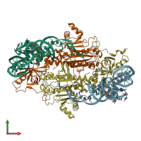 PDB entry 1asz coloured by chain, front view.