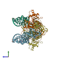 PDB entry 1asz coloured by chain, side view.