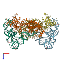 PDB entry 1asz coloured by chain, top view.