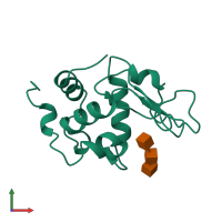 PDB entry 1at6 coloured by chain, front view.