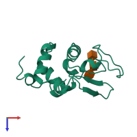 PDB entry 1at6 coloured by chain, top view.