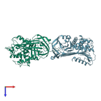 PDB entry 1ath coloured by chain, top view.