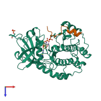 PDB entry 1atp coloured by chain, top view.