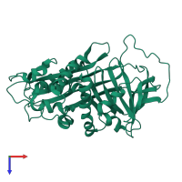 PDB entry 1atu coloured by chain, top view.