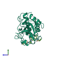 PDB entry 1au4 coloured by chain, side view.