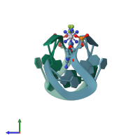 PDB entry 1au6 coloured by chain, side view.
