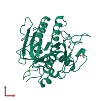 PDB entry 1au9 coloured by chain, front view.