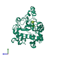 PDB entry 1aua coloured by chain, side view.
