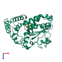 PDB entry 1aua coloured by chain, top view.