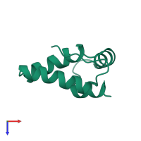 PDB entry 1aum coloured by chain, top view.