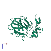 PDB entry 1aun coloured by chain, top view.