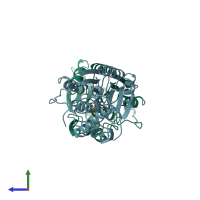 PDB entry 1aur coloured by chain, side view.