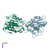 PDB entry 1aur coloured by chain, top view.