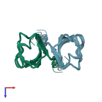 PDB entry 1auu coloured by chain, ensemble of 10 models, top view.