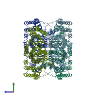 PDB entry 1auw coloured by chain, side view.