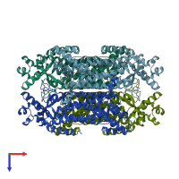 PDB entry 1auw coloured by chain, top view.
