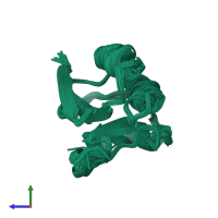 PDB entry 1auz coloured by chain, ensemble of 24 models, side view.