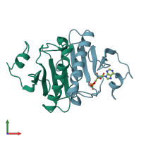 PDB entry 1av5 coloured by chain, front view.