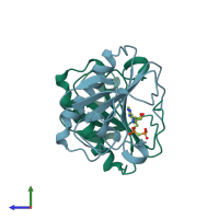 PDB entry 1av5 coloured by chain, side view.