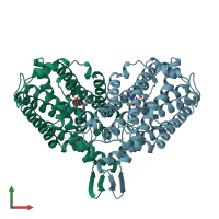 PDB entry 1av8 coloured by chain, front view.