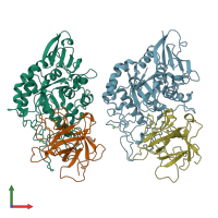 PDB entry 1ava coloured by chain, front view.