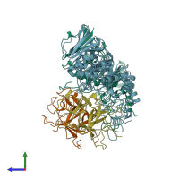 PDB entry 1ava coloured by chain, side view.