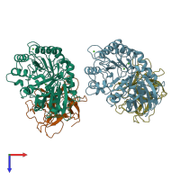 PDB entry 1ava coloured by chain, top view.