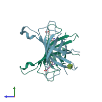 PDB entry 1avd coloured by chain, side view.