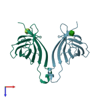PDB entry 1ave coloured by chain, top view.