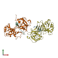 PDB entry 1avf coloured by chain, front view.