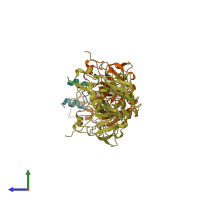 PDB entry 1avf coloured by chain, side view.