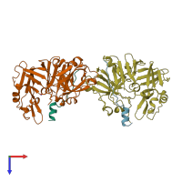 PDB entry 1avf coloured by chain, top view.