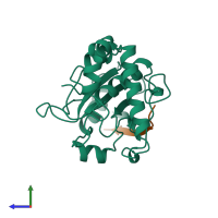 PDB entry 1avp coloured by chain, side view.