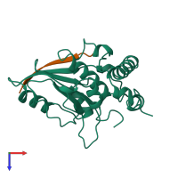 PDB entry 1avp coloured by chain, top view.