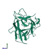 PDB entry 1avu coloured by chain, side view.