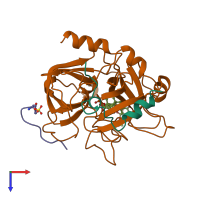PDB entry 1awf coloured by chain, top view.