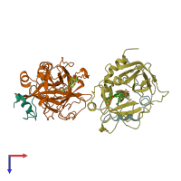 PDB entry 1awh coloured by chain, top view.