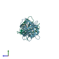 PDB entry 1awi coloured by chain, side view.