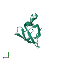 PDB entry 1awj coloured by chain, side view.