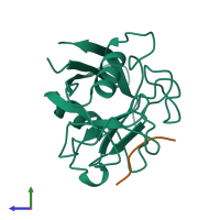 PDB entry 1awq coloured by chain, side view.