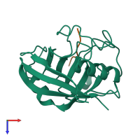 PDB entry 1awq coloured by chain, top view.