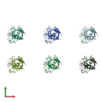 PDB entry 1awr coloured by chain, front view.