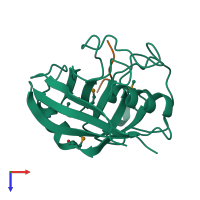 PDB entry 1aws coloured by chain, top view.