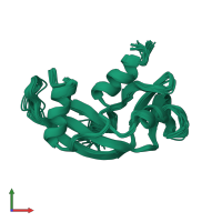 PDB entry 1awz coloured by chain, ensemble of 30 models, front view.