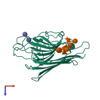 PDB entry 1ax1 coloured by chain, top view.
